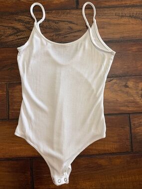 American Eagle Outfitters soft & Sexy White Ribbed Bodysuit with Spaghetti Strap